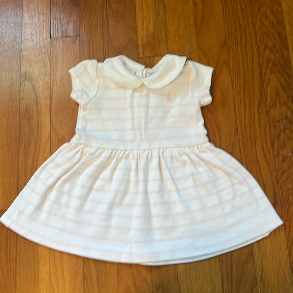 Ralph Lauren, pink and white dress. Size 9 months.